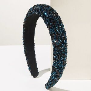 Elegant Black and Blue Crystal Headband